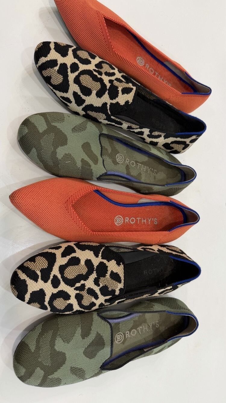 Rothy's Point Flats 11 And 2 Pairs 12 LOT of 3 Pairs Shoes Cheetah, Orange Green